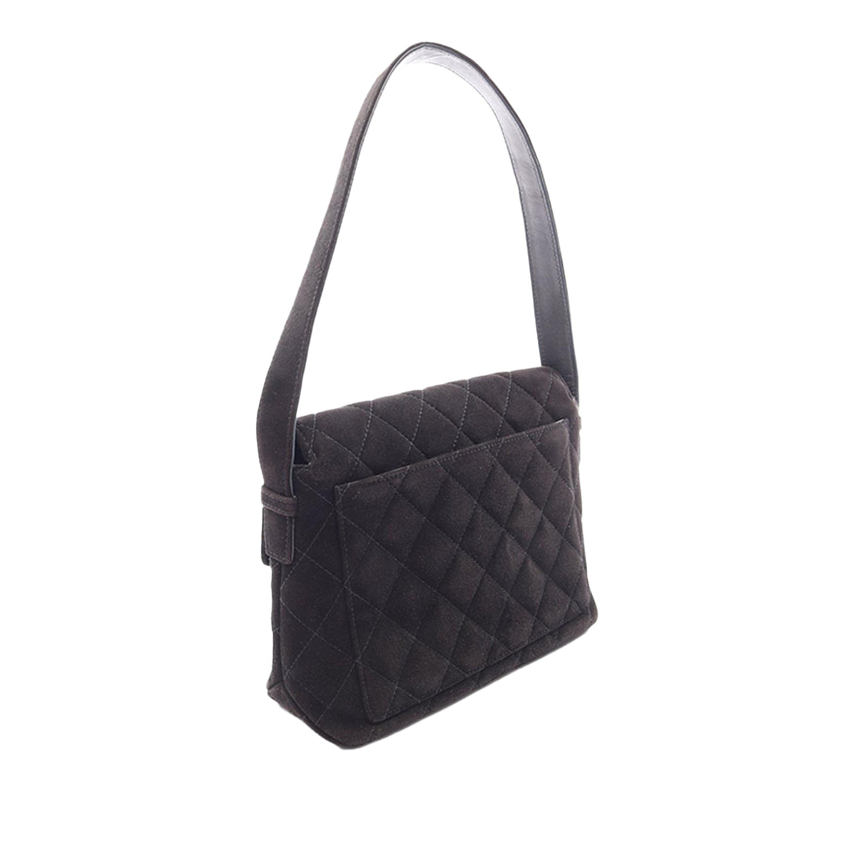 Chanel Quilted Suede Shoulder Bag — Black