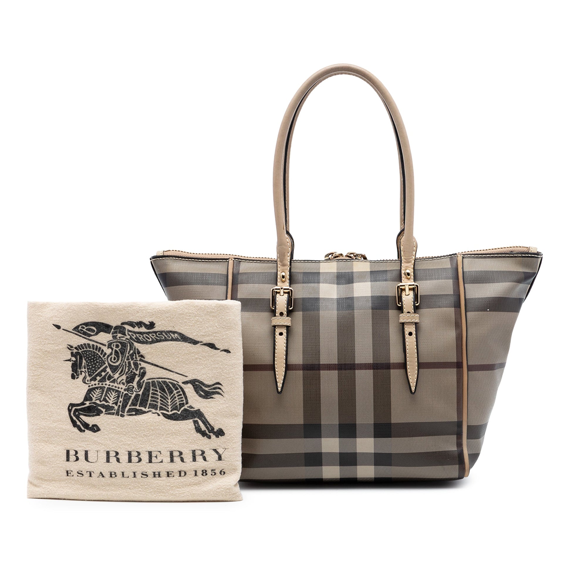 Burberry Small Smoke Check Coated Canvas Salisbury Tote