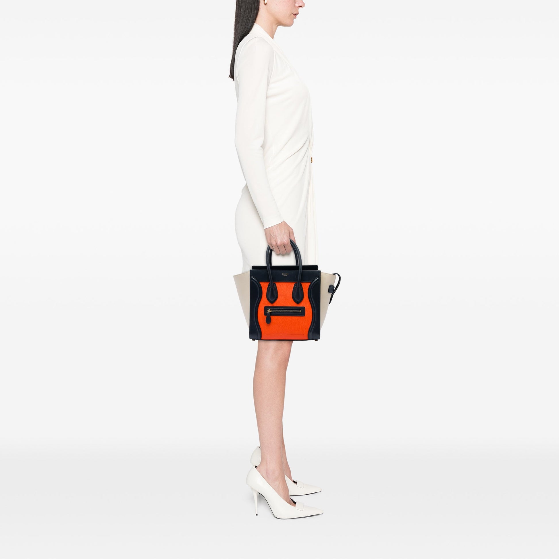 Celine Micro Tricolor Leather Luggage Tote