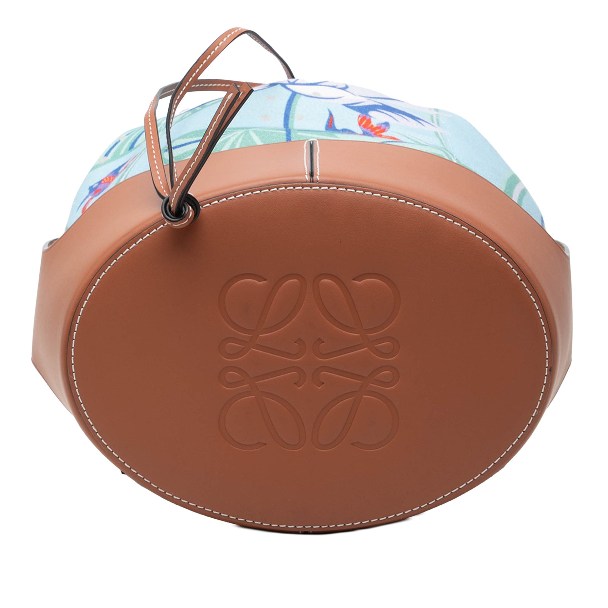 LOEWE Paulas Ibiza Small Canvas Mermaid Print Balloon Drawstring Bucket Bag