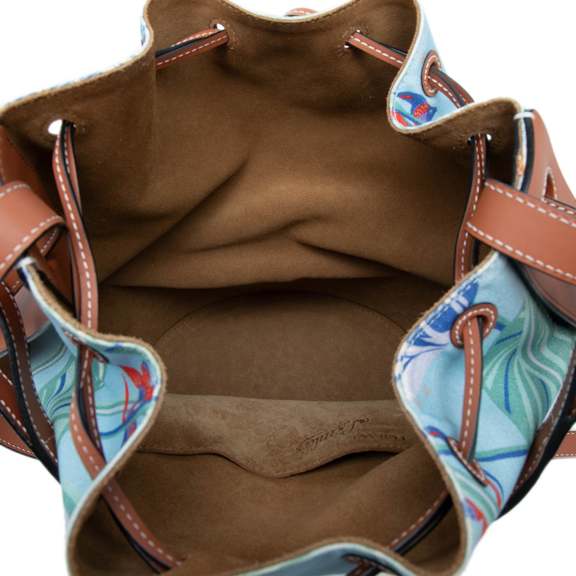 LOEWE Paulas Ibiza Small Canvas Mermaid Print Balloon Drawstring Bucket Bag