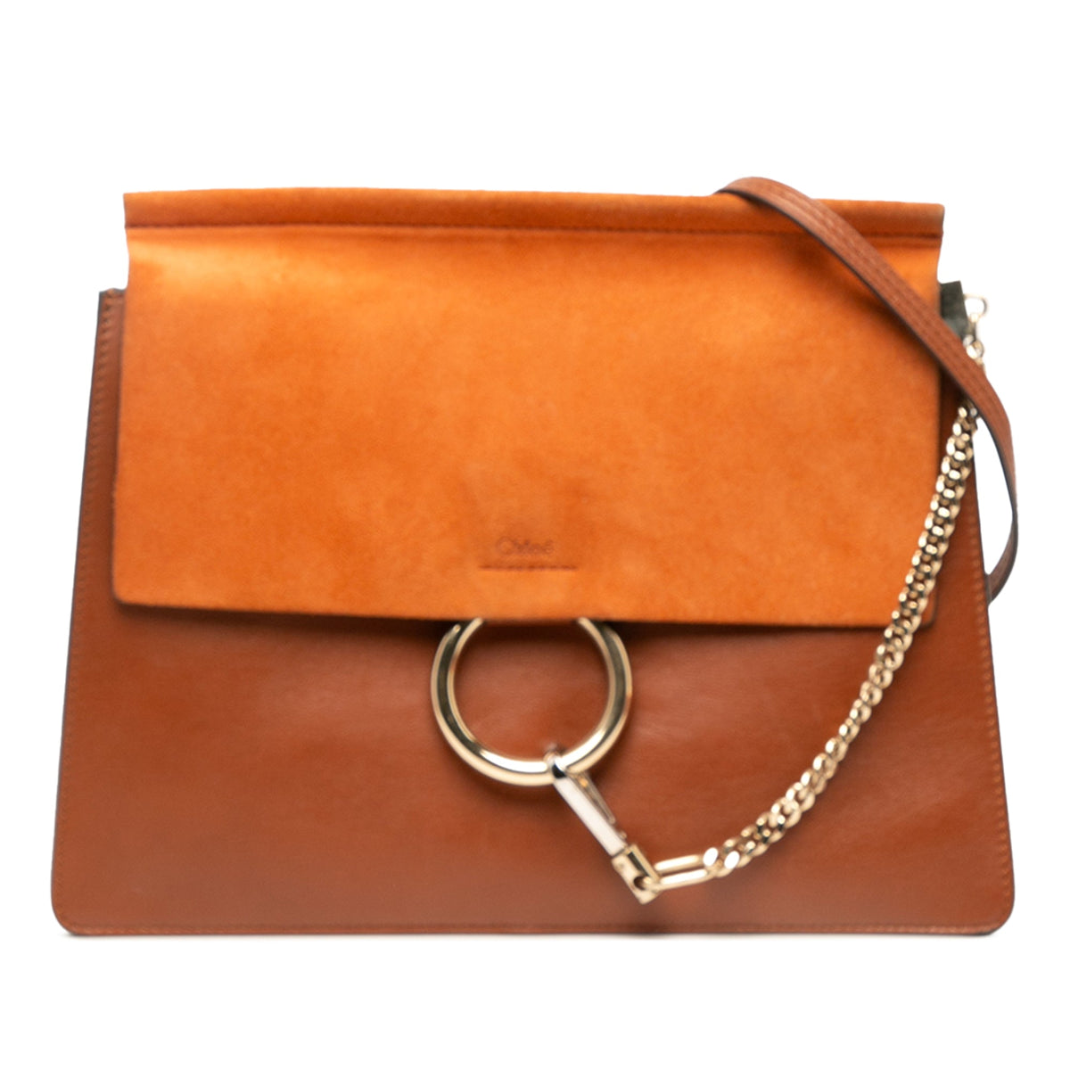 Chloé Medium Calfskin and Suede Faye Crossbody — Brown