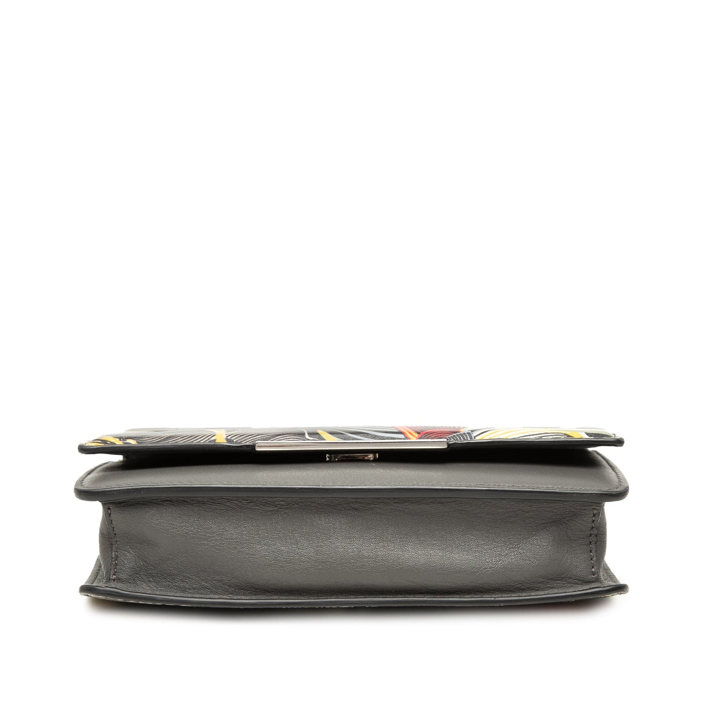 Fendi Zucca Embossed Calfskin Floral Tube Wallet on Chain