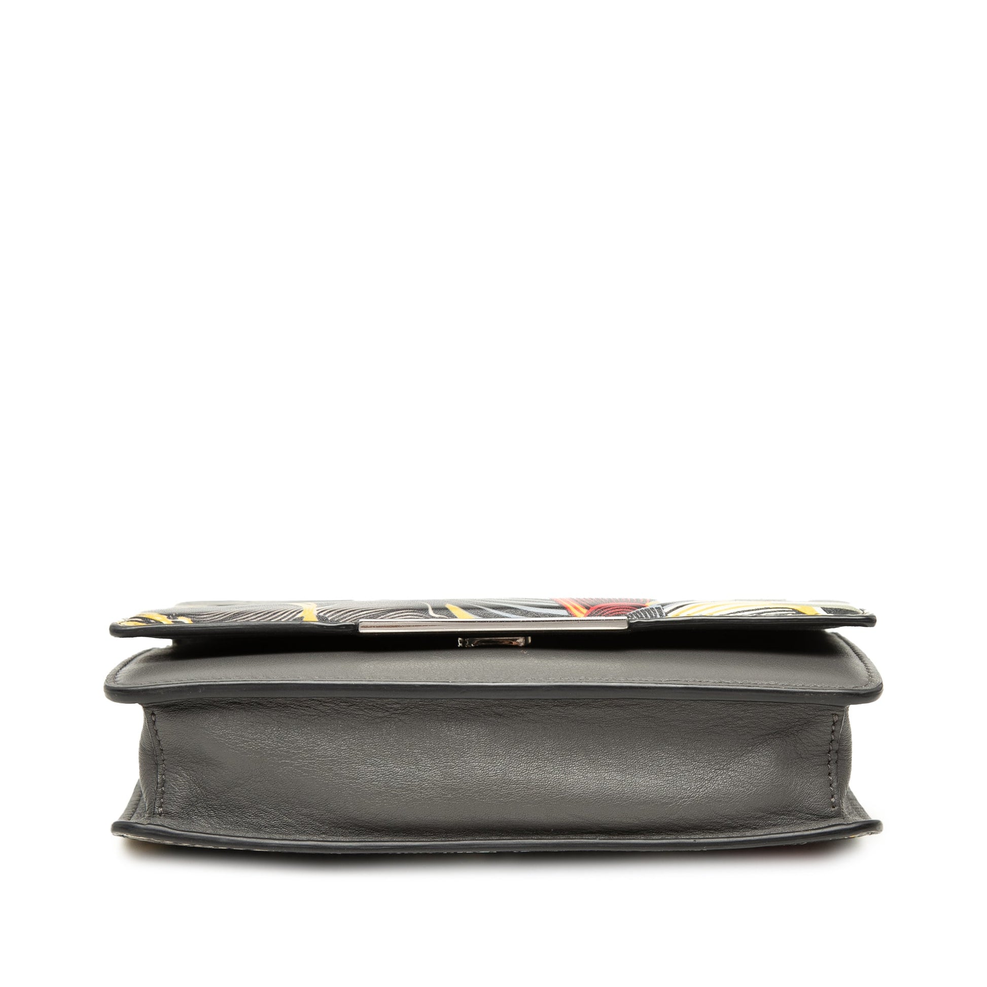 Fendi Zucca Embossed Calfskin Floral Tube Wallet on Chain