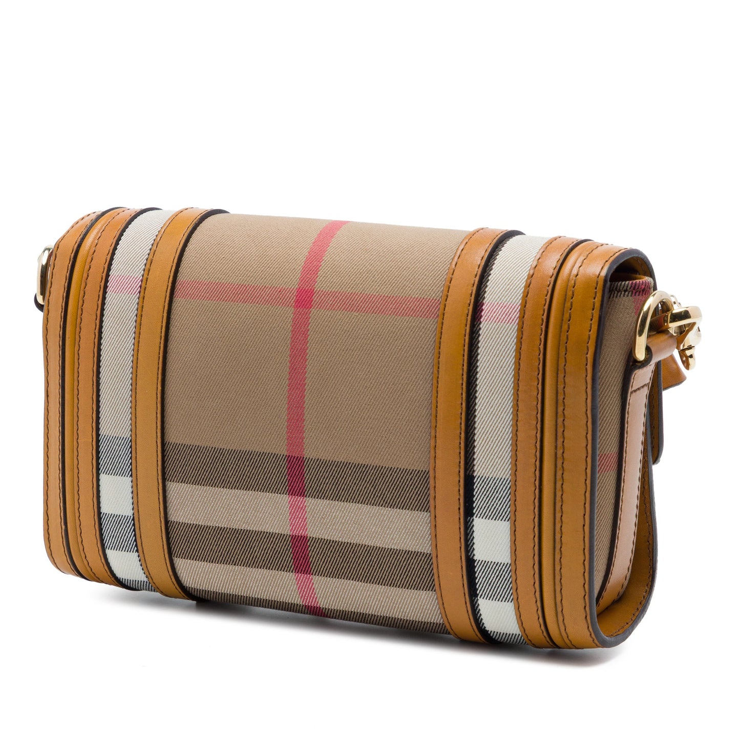 Burberry House Check Canvas and Leather Trimmed Bridle Crossbody
