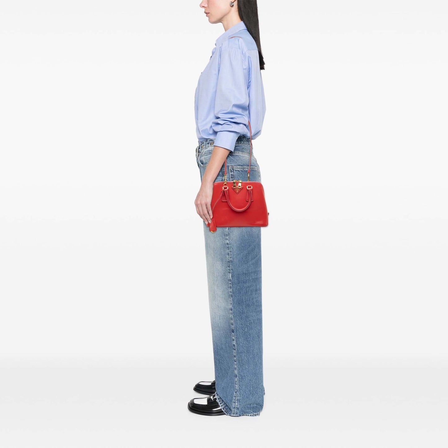 Prada Small Saffiano Vernice Promenade Satchel