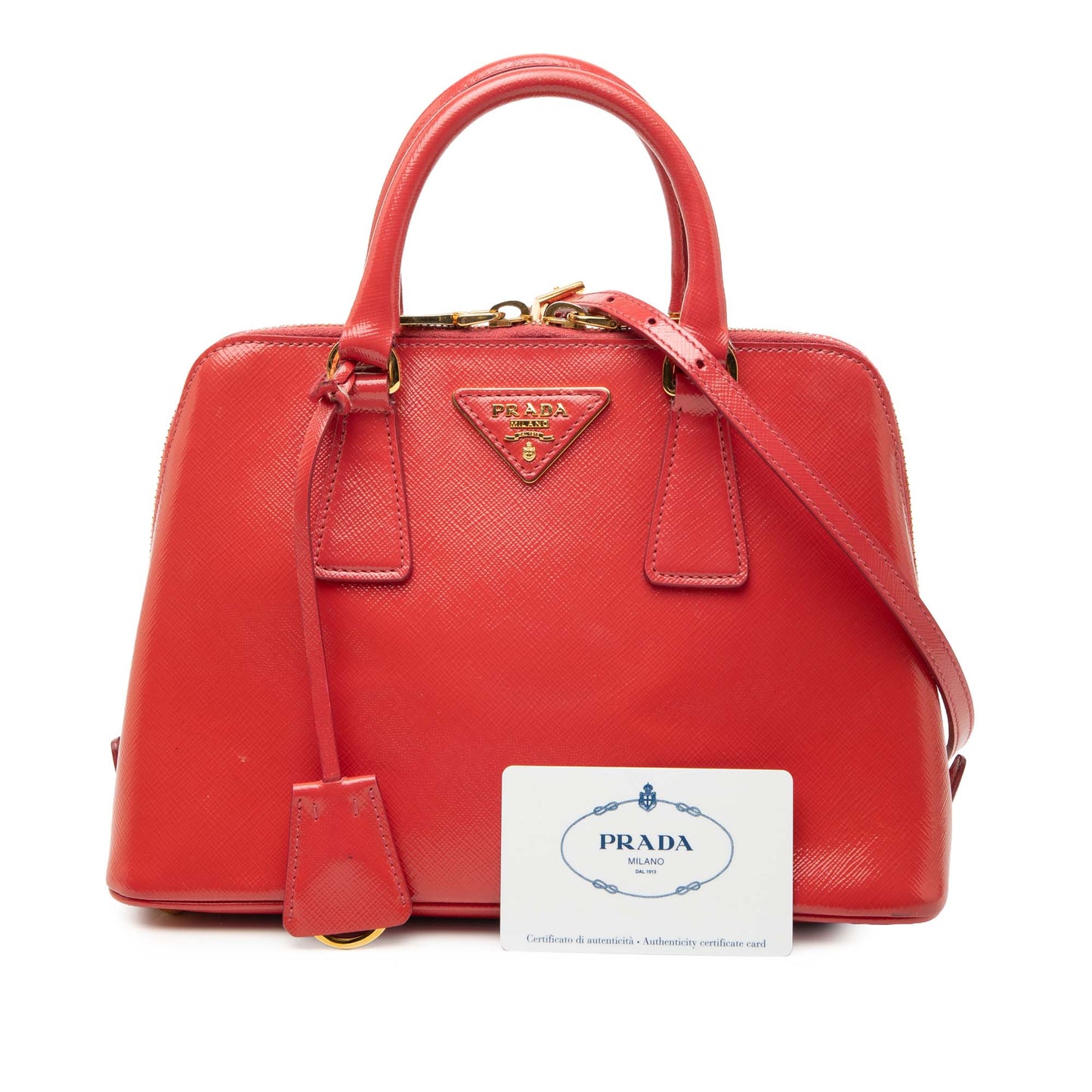 Prada Small Saffiano Vernice Promenade Satchel