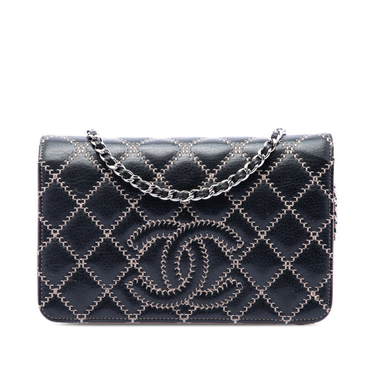 Chanel Stitched CC Quilted Calfskin Wallet on Chain