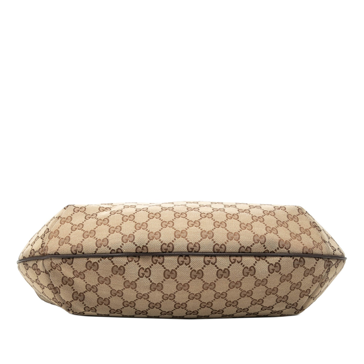 Gucci GG Canvas Web Half Moon Crossbody — Beige