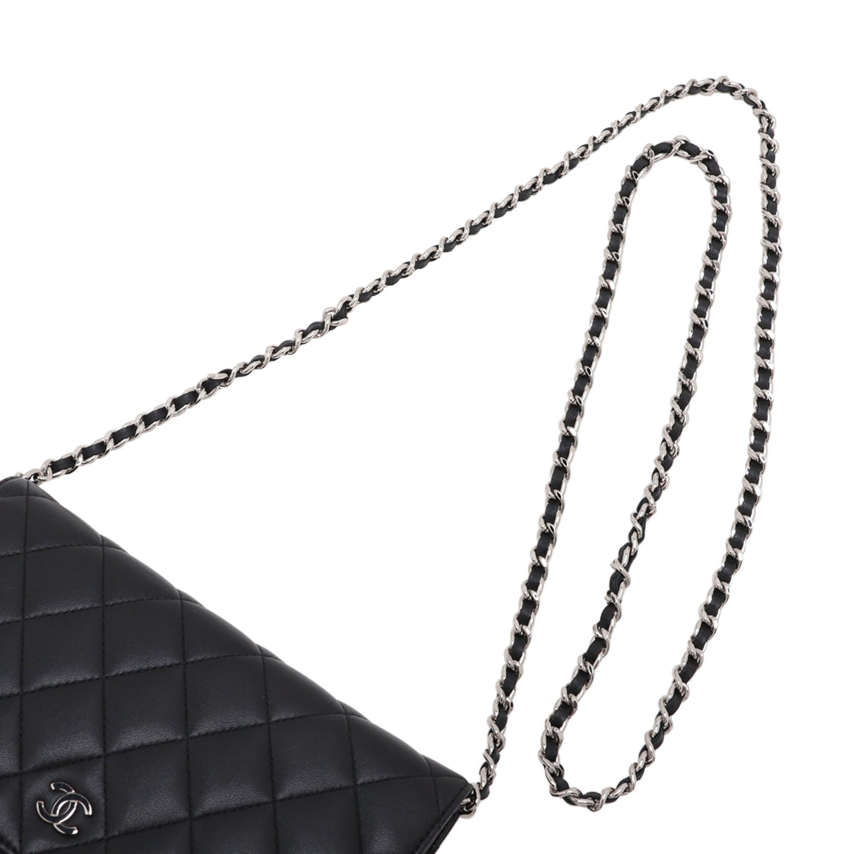 Chanel CC Quilted Lambskin Wallet On Chain — Black