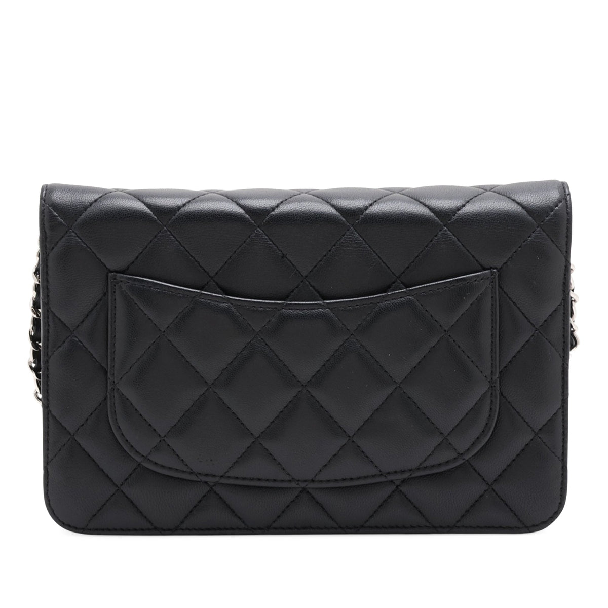 Chanel CC Quilted Lambskin Wallet On Chain — Black