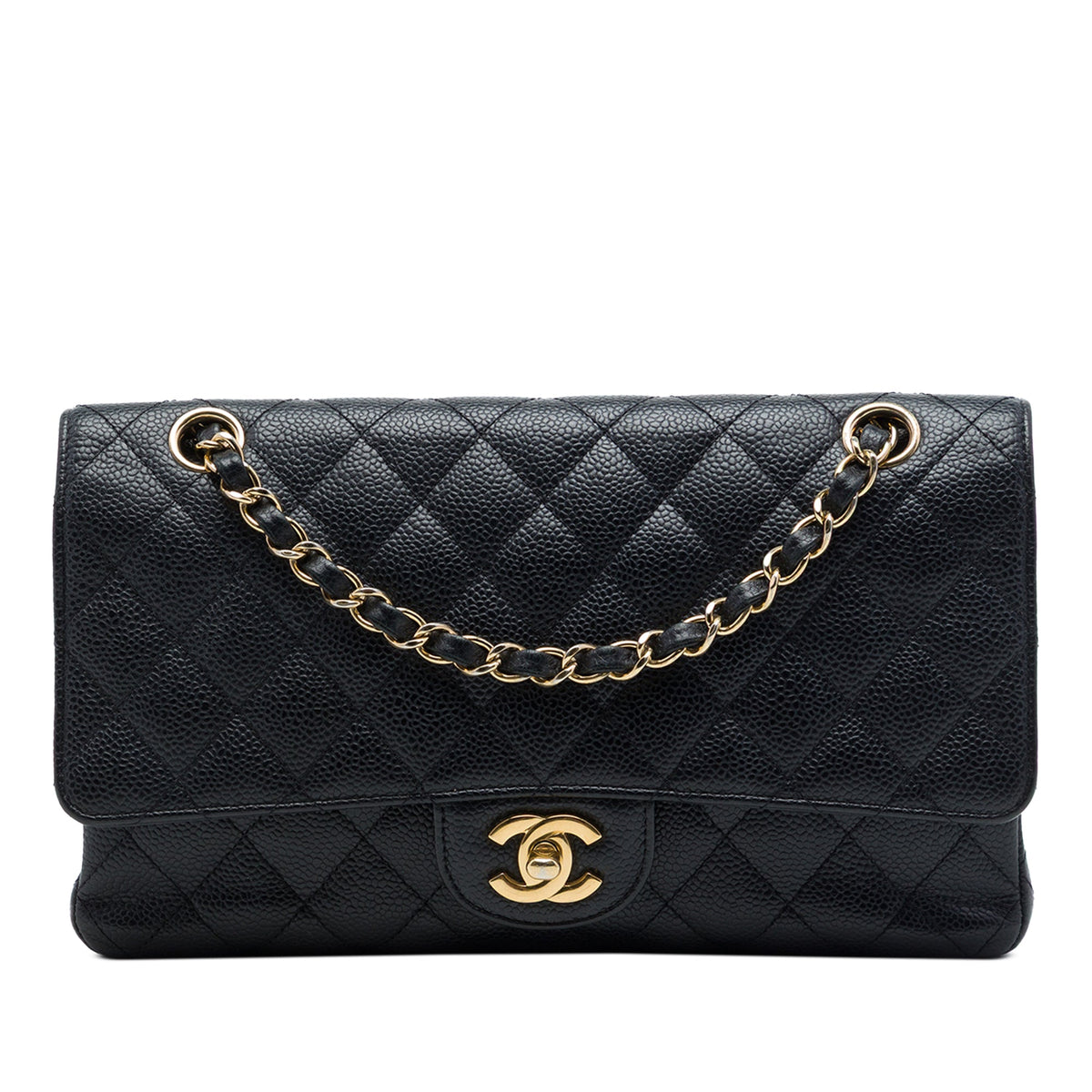 Chanel Medium Classic Caviar Double Flap — Black
