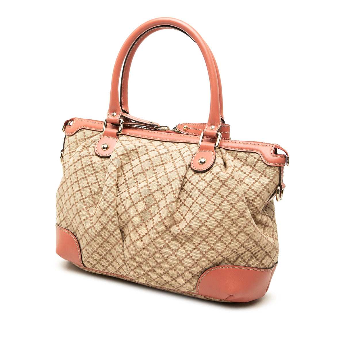 Gucci Diamante Canvas Sukey Satchel — Beige