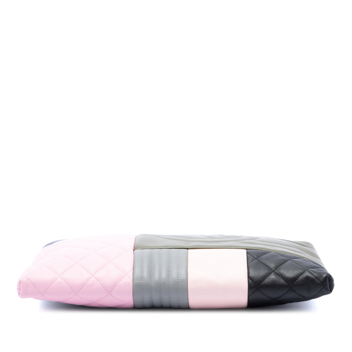 Chanel Large Lambskin Colorblock Patchwork O Case — Green