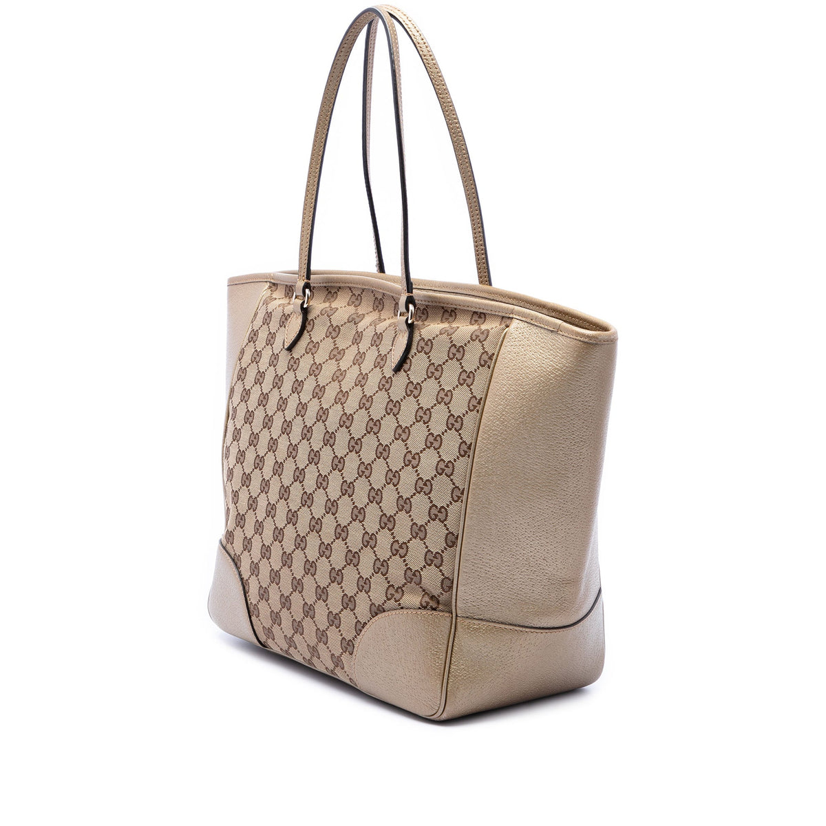 Gucci GG Canvas and Metallic Calfskin Bree Tote