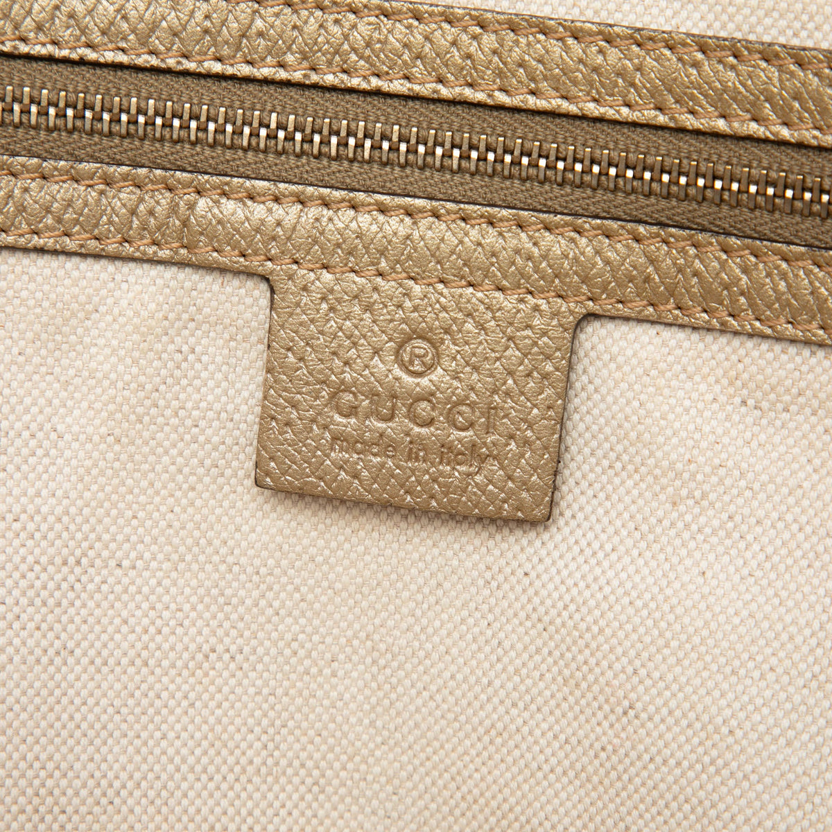 Gucci GG Canvas and Metallic Calfskin Bree Tote