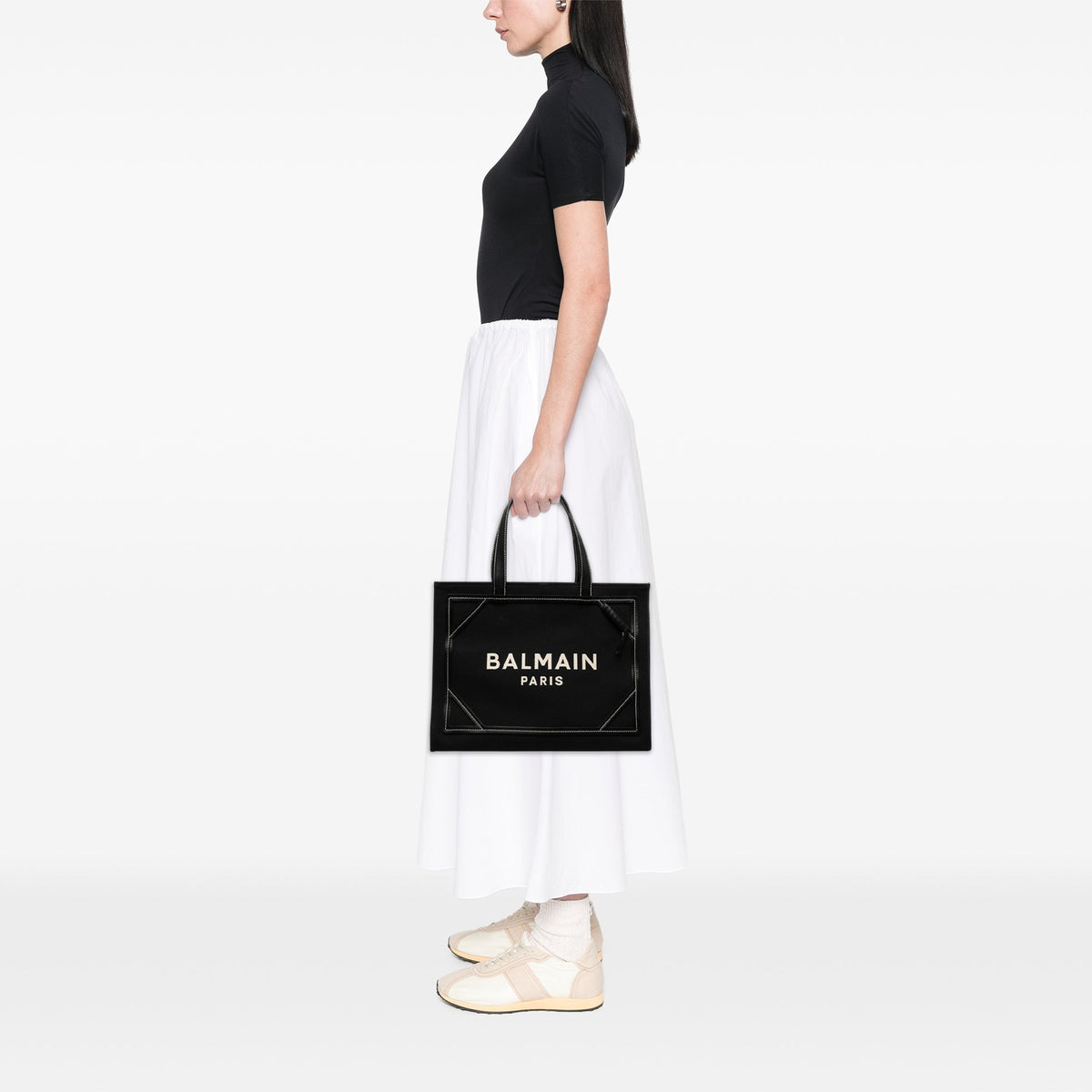 Balmain Canvas B Army 42 Tote — Black