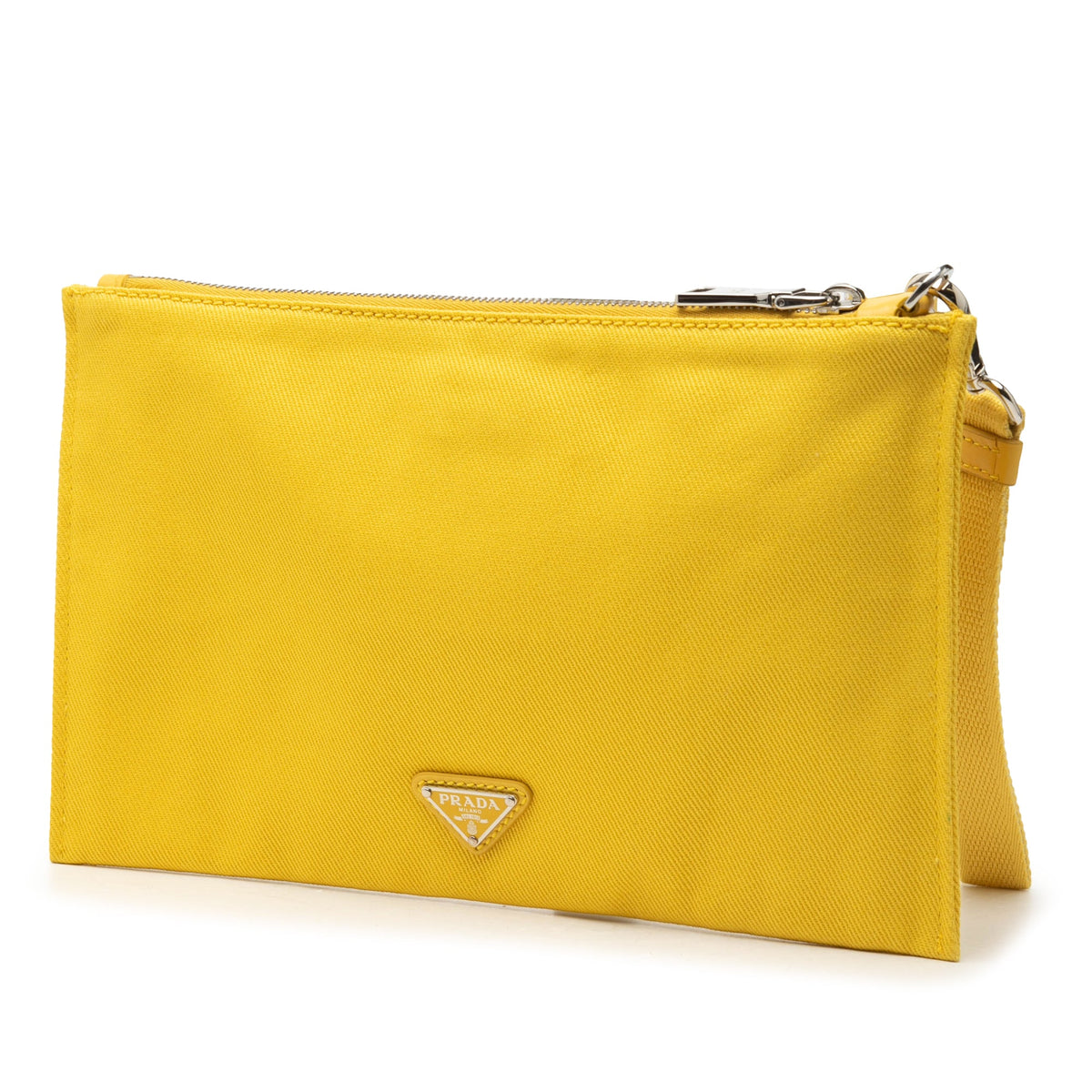 Prada Embossed Logo Canvas Wristlet Clutch