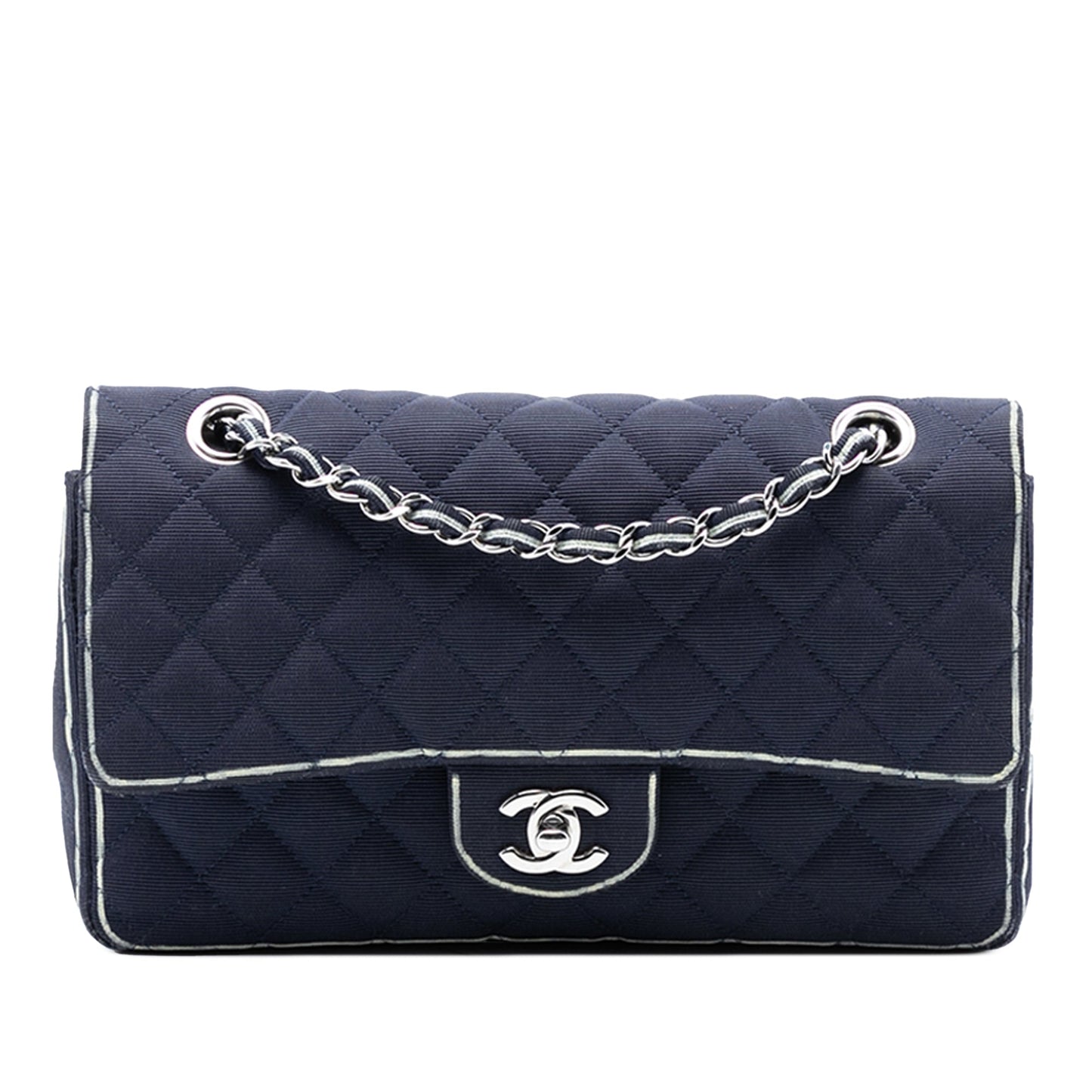 Chanel Medium Classic Printed Grosgrain Double Flap
