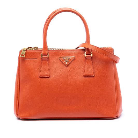 Small Saffiano Lux Galleria Double Zip Satchel