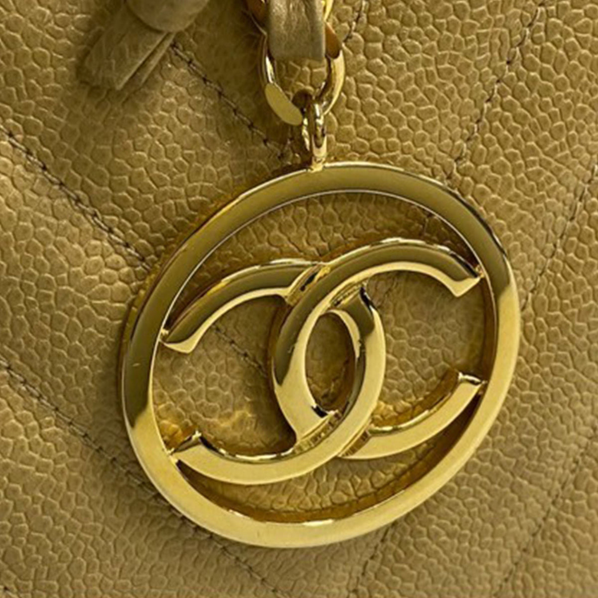 Chanel CC Chevron Caviar Vanity Case with Chain