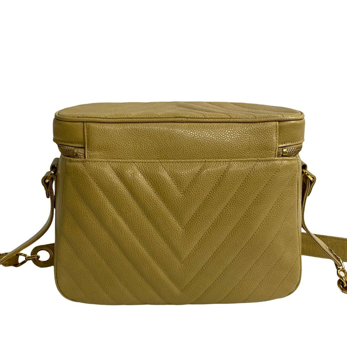 Chanel CC Chevron Caviar Vanity Case with Chain