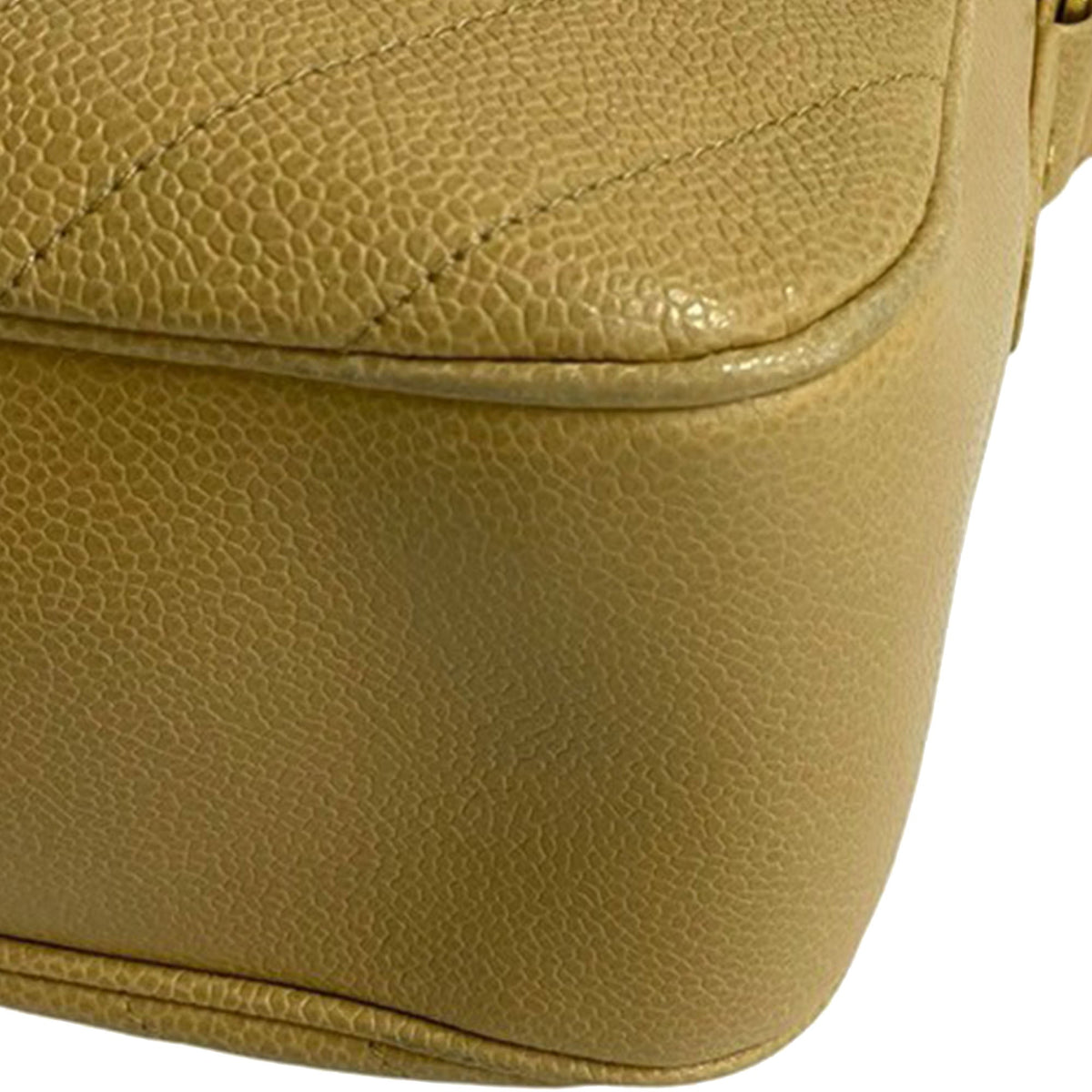 Chanel CC Chevron Caviar Vanity Case with Chain