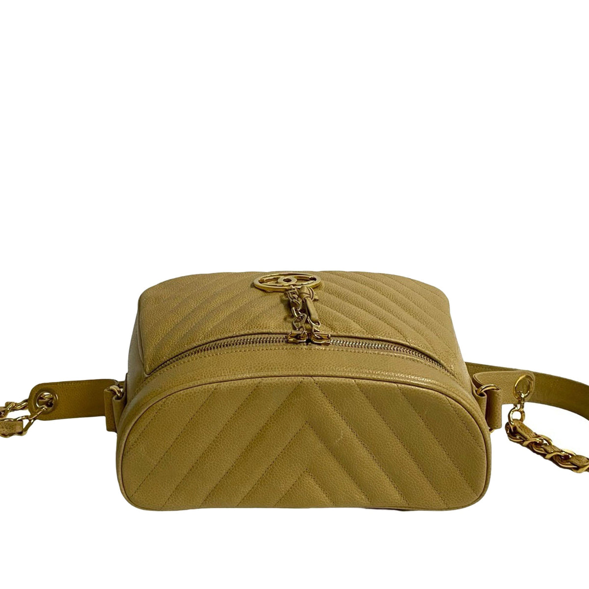 Chanel CC Chevron Caviar Vanity Case with Chain