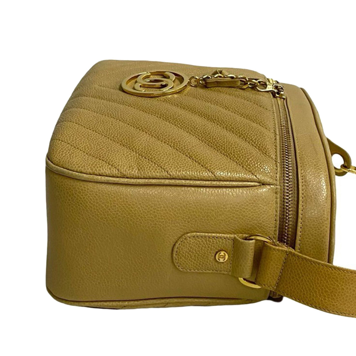 Chanel CC Chevron Caviar Vanity Case with Chain
