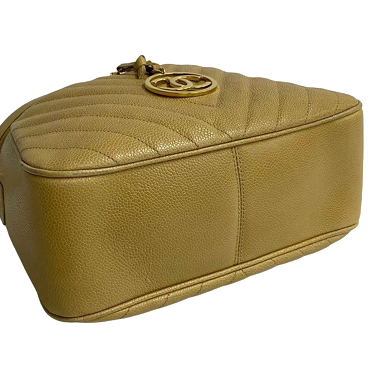 Chanel CC Chevron Caviar Vanity Case with Chain