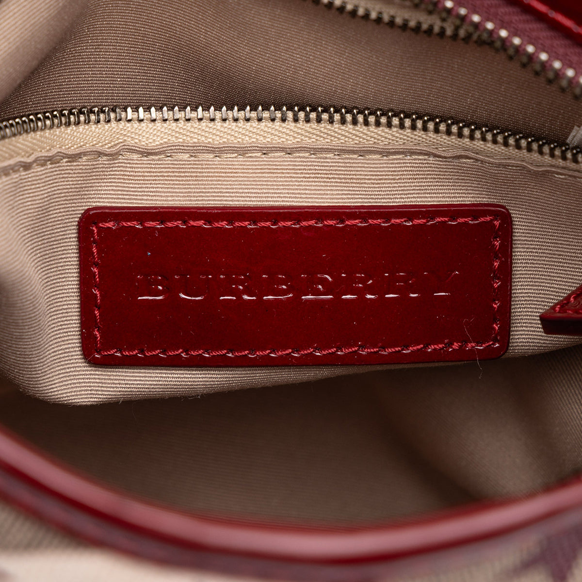 Burberry Small Patent Trimmed Supernova Check Coated Canvas Star Julia Crossbody — Beige