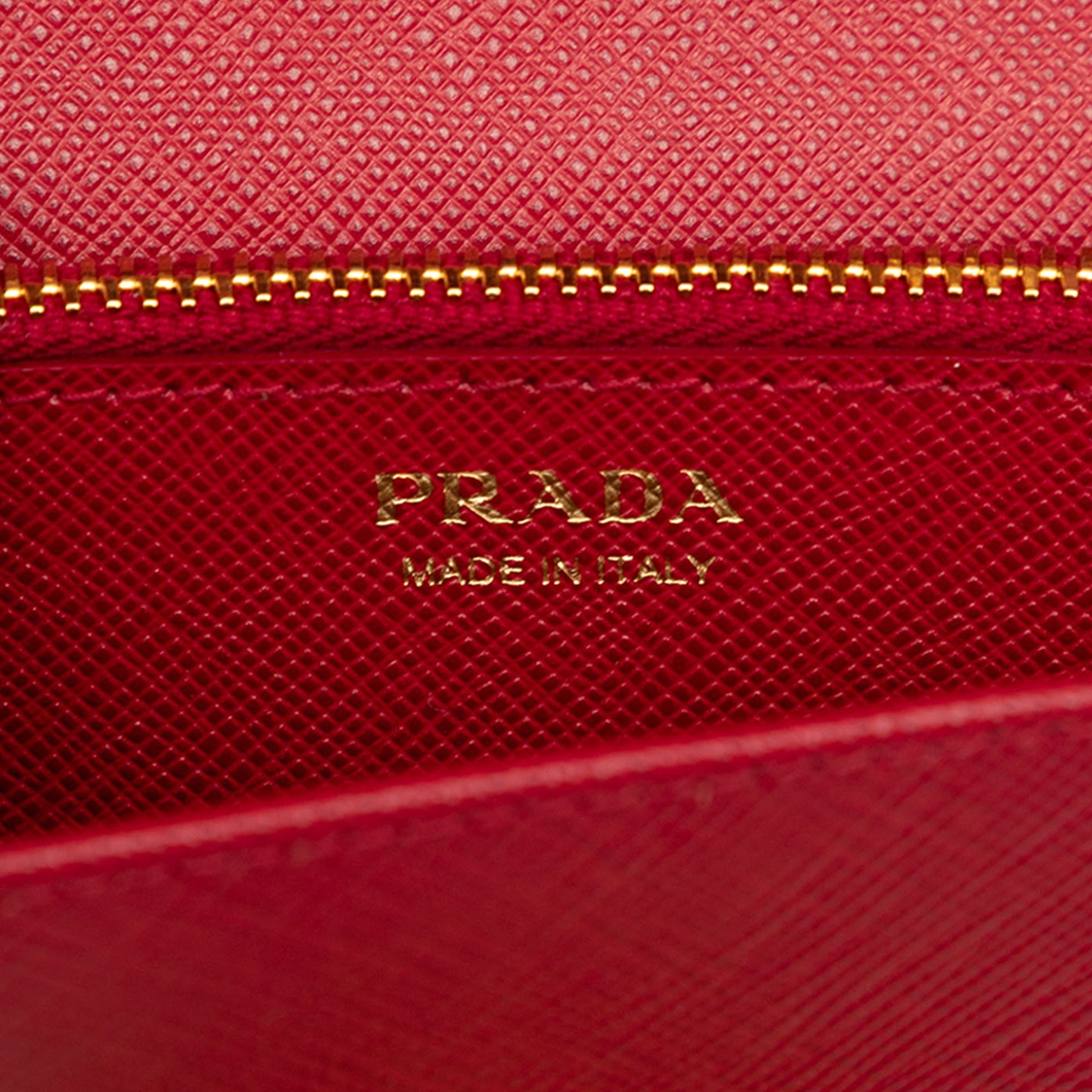 Prada Saffiano Lux Flip Lock Wallet on Chain
