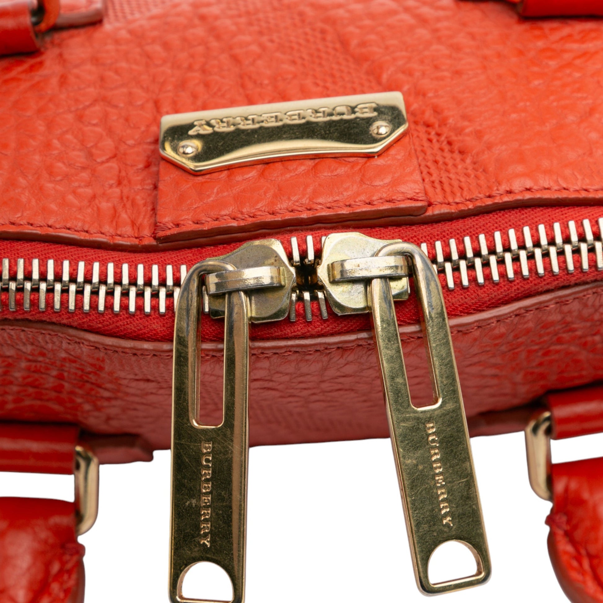 Burberry Small Heritage Grain Check Embossed Leather Orchard Bowling Bag