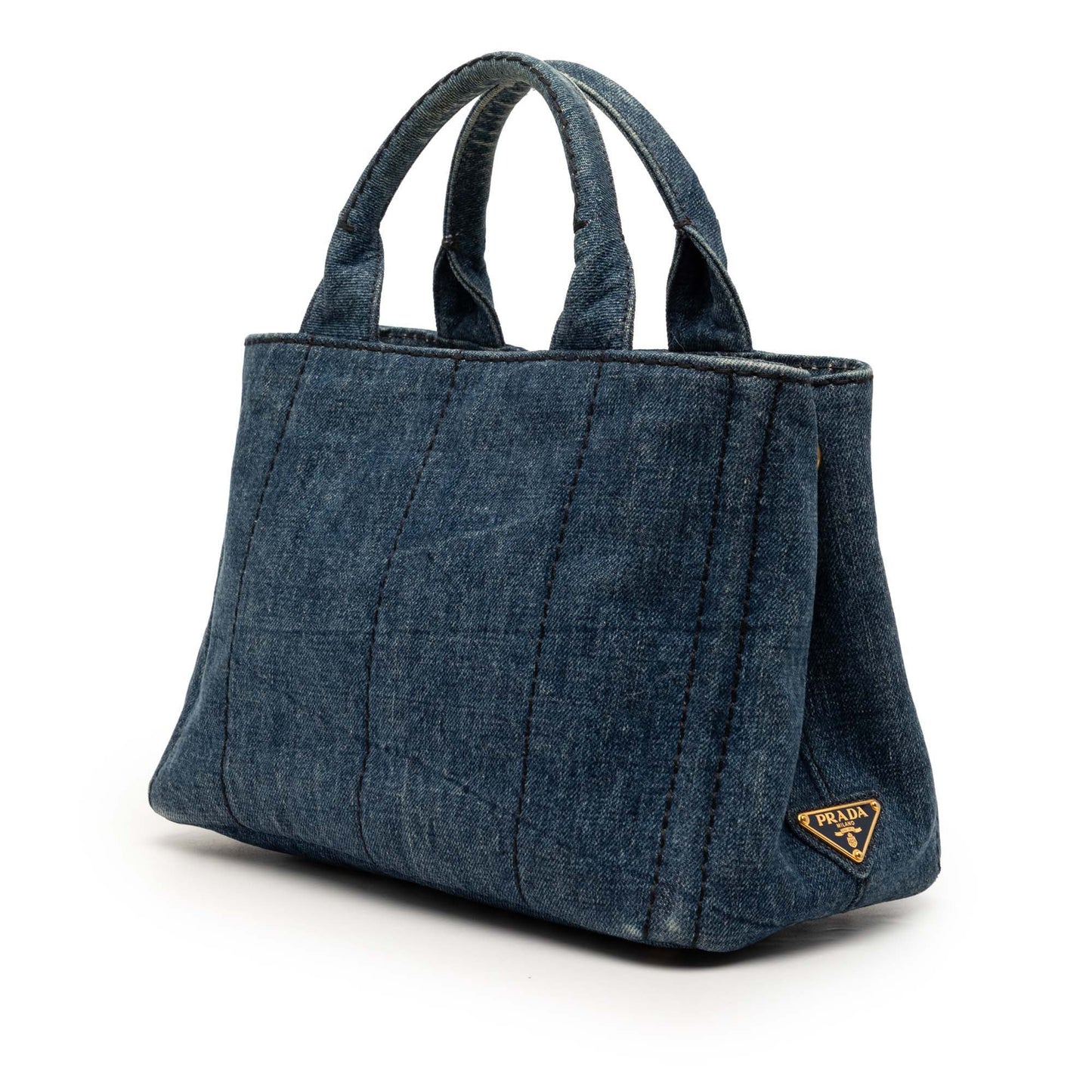 Prada Small Denim Canapa Logo Satchel