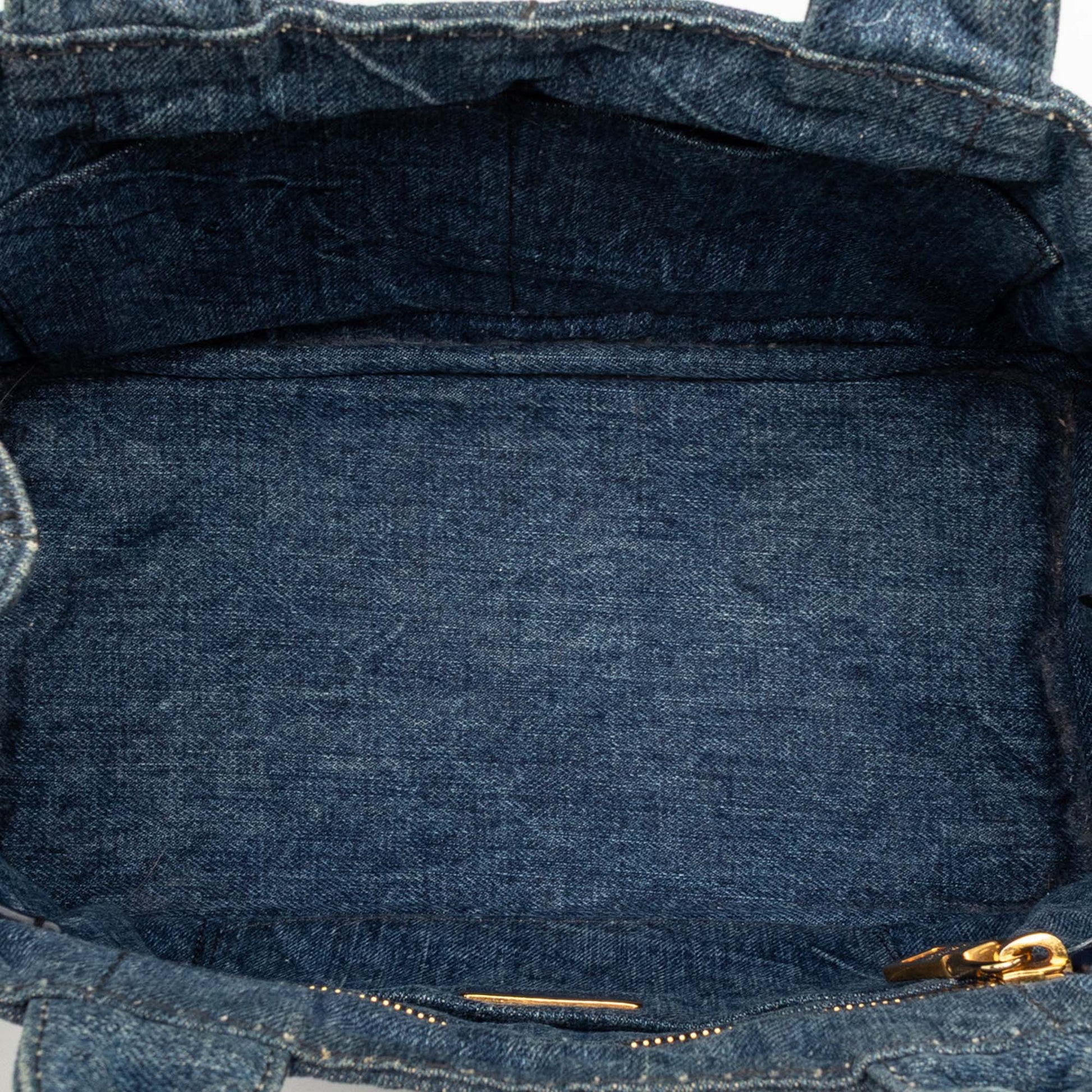 Prada Small Denim Canapa Logo Satchel