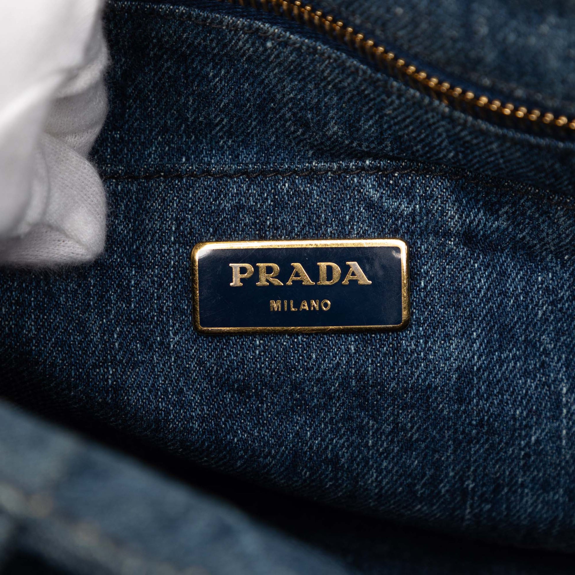 Prada Small Denim Canapa Logo Satchel