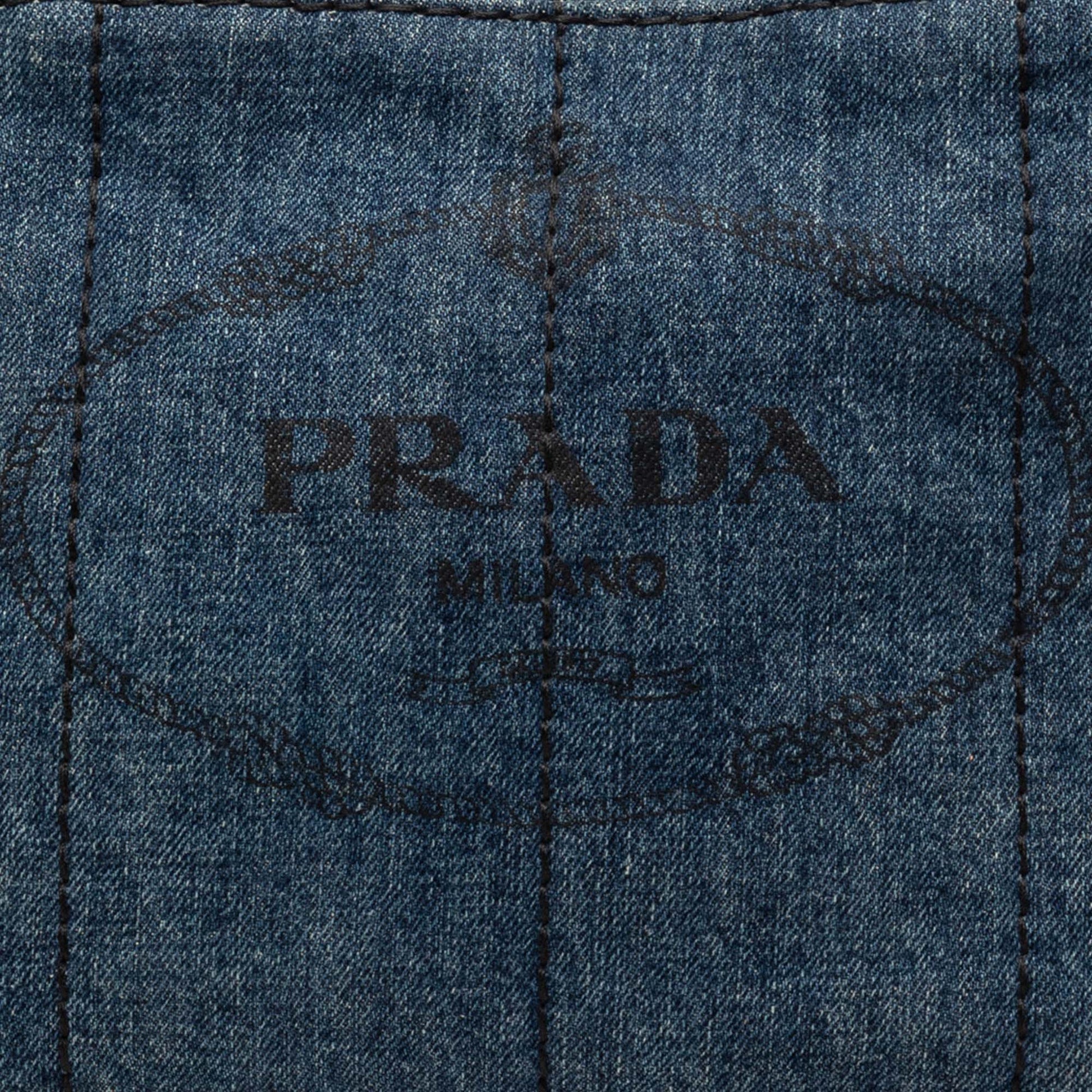 Prada Small Denim Canapa Logo Satchel