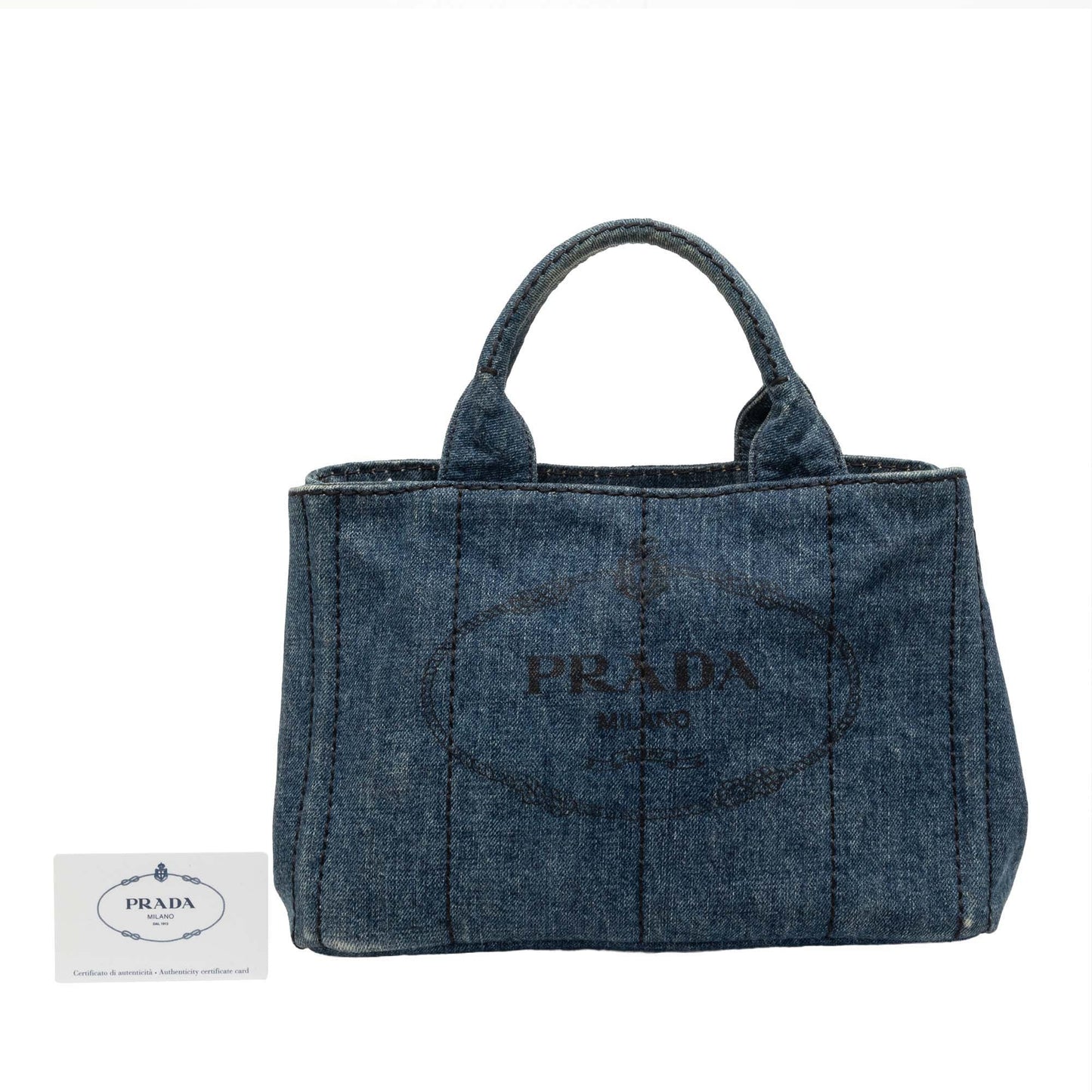 Prada Small Denim Canapa Logo Satchel