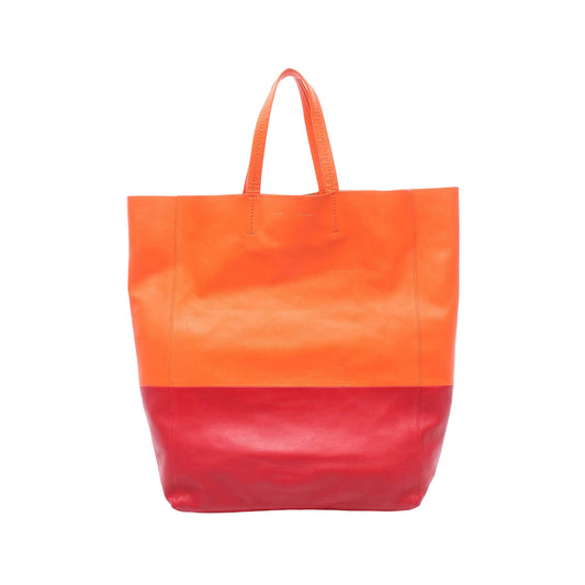 Celine CELINE Horizontalkava Tote Bag leather Orange Red Used Women