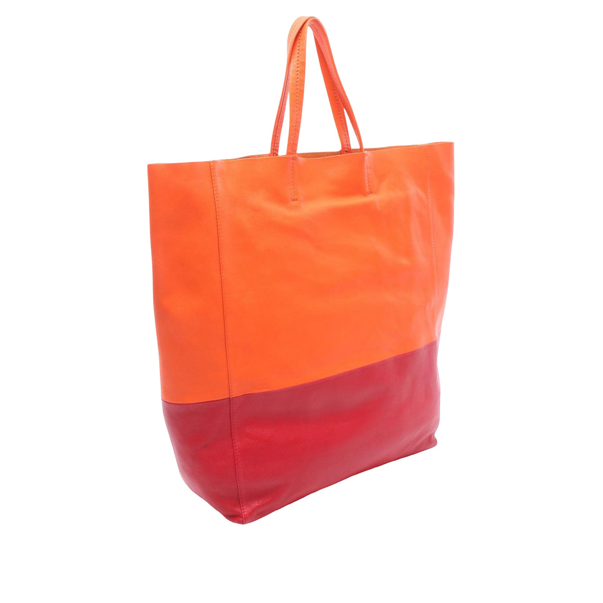 Celine CELINE Horizontalkava Tote Bag leather Orange Red Used Women