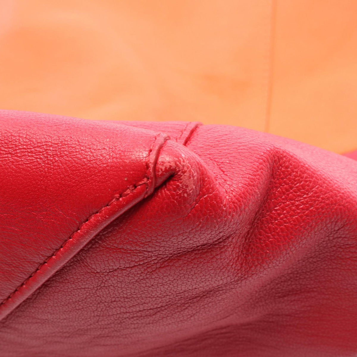 Celine CELINE Horizontalkava Tote Bag leather Orange Red Used Women
