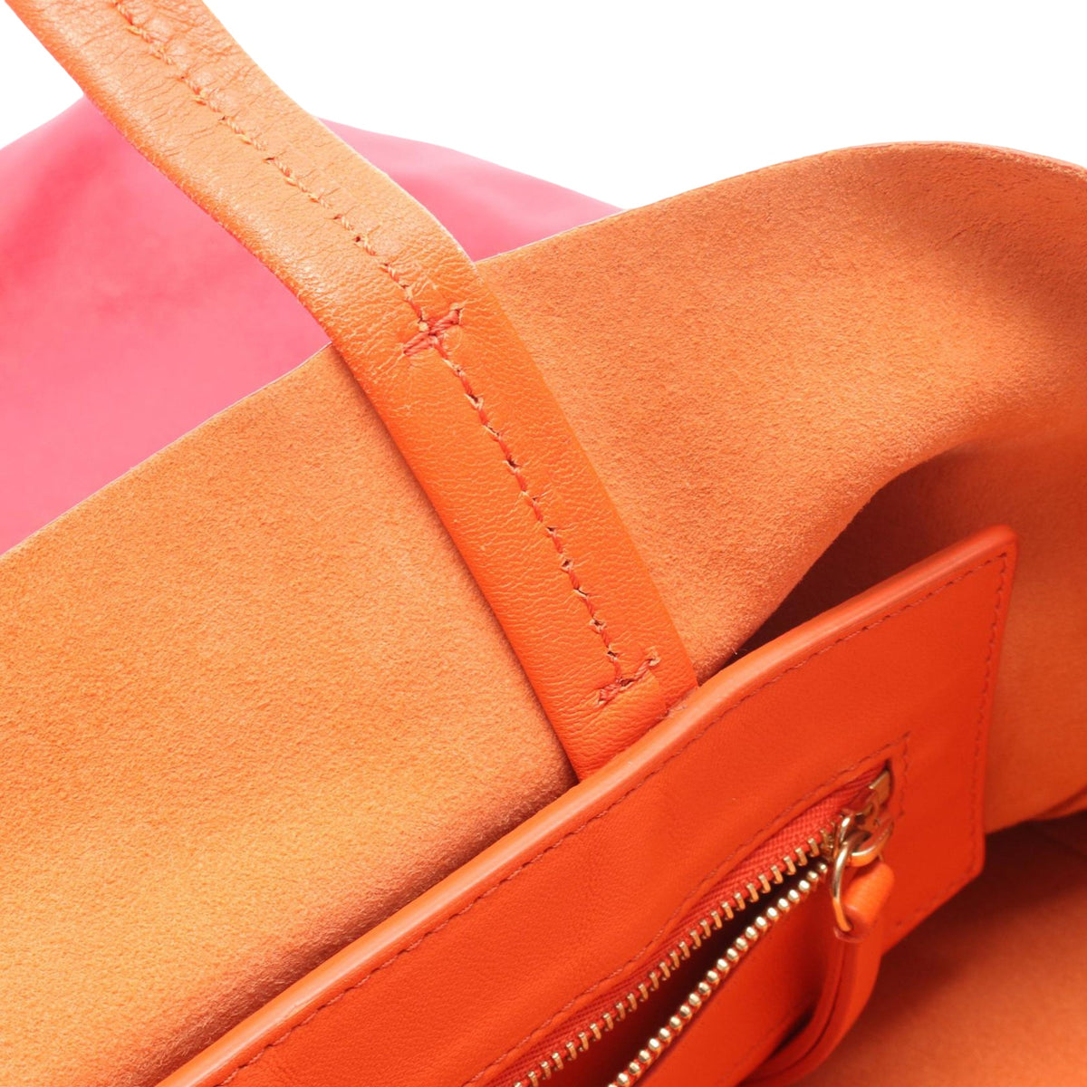 Celine CELINE Horizontalkava Tote Bag leather Orange Red Used Women