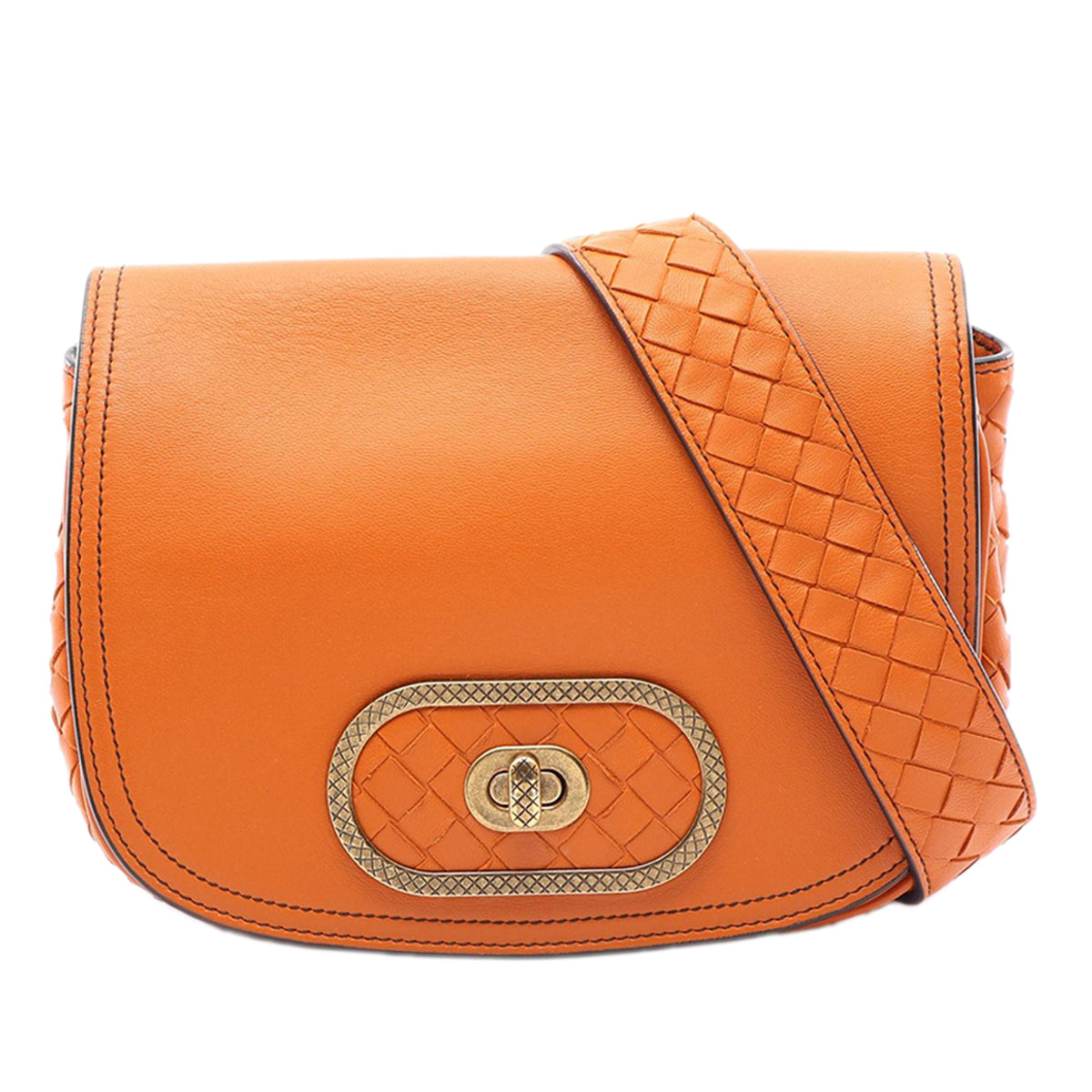 Bottega Veneta Nappa Intrecciato Luna Crossbody — Brown
