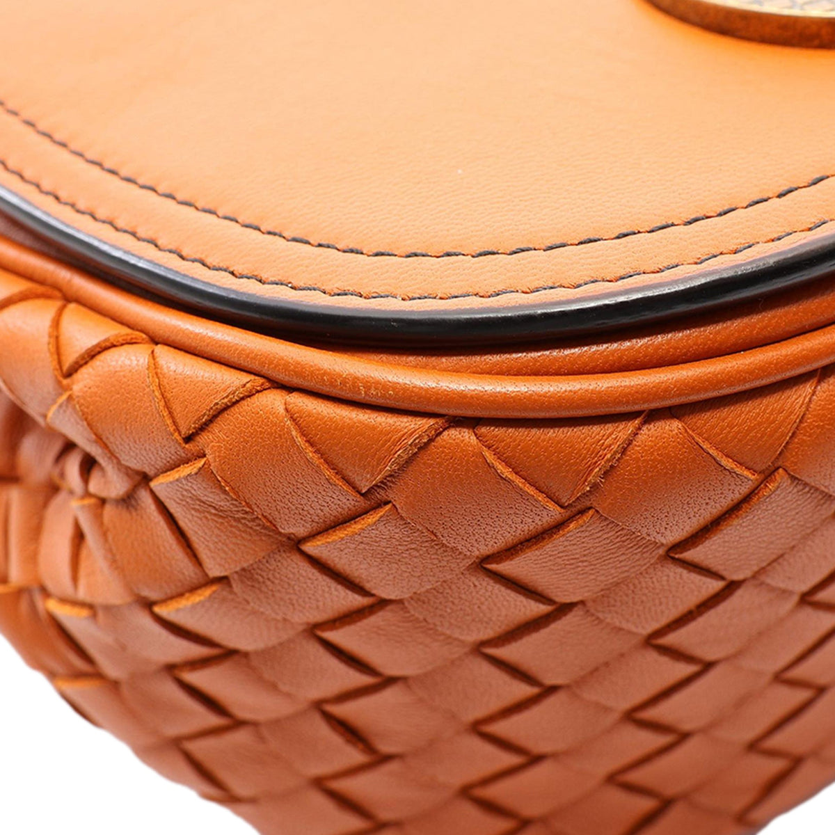 Bottega Veneta Nappa Intrecciato Luna Crossbody — Brown