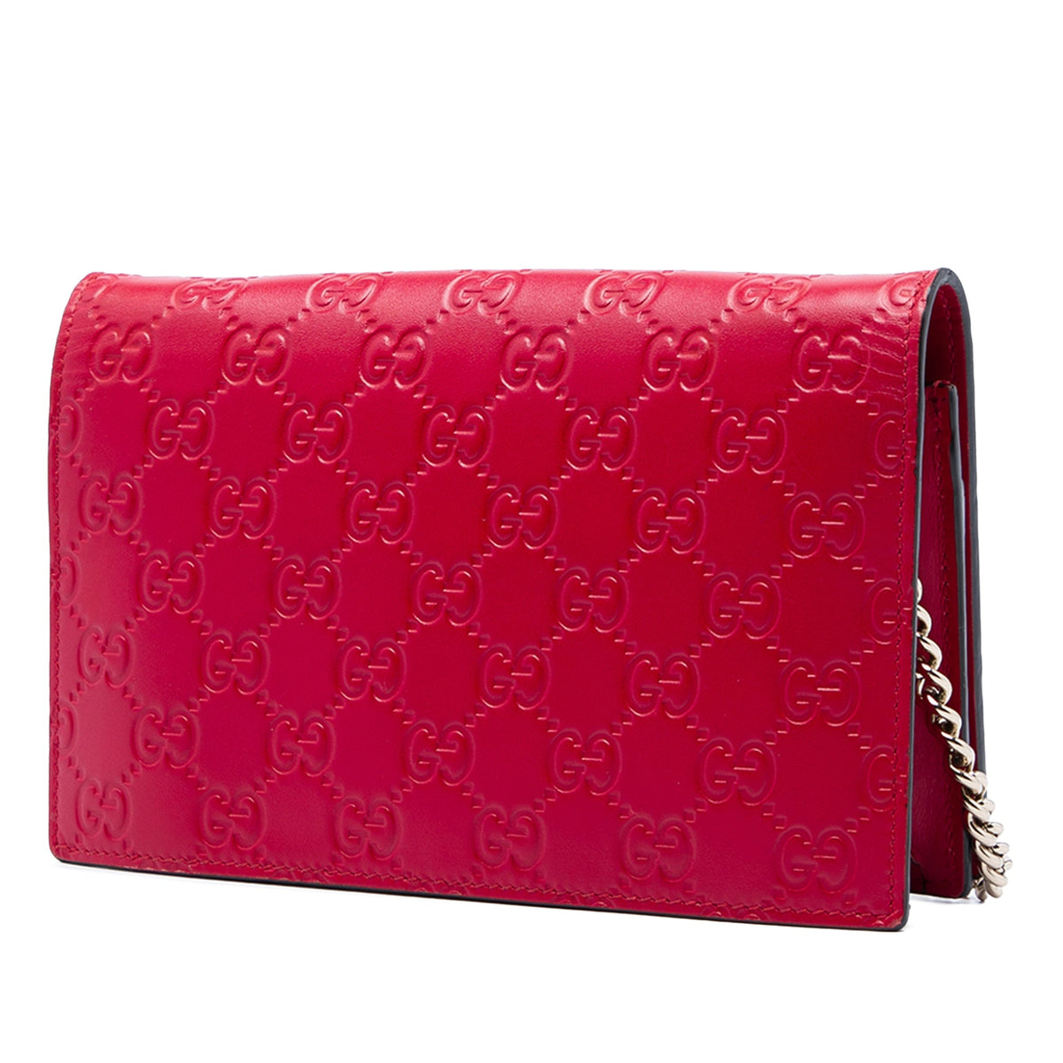 Gucci Mini Guccissima Bow Signature Wallet On Chain — Red