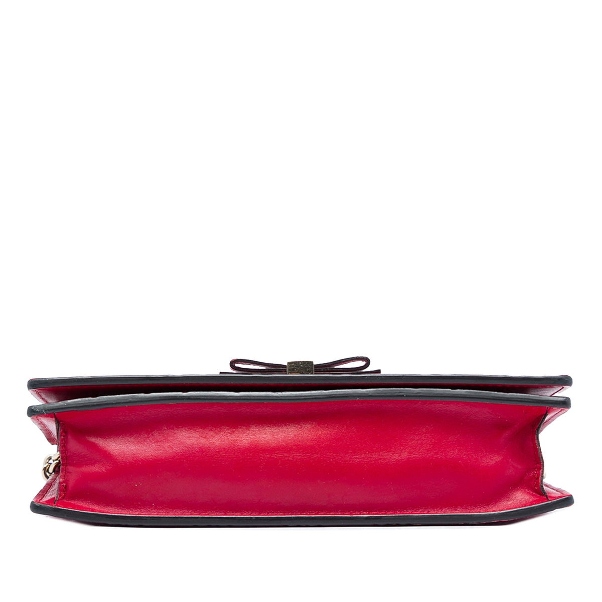 Gucci Mini Guccissima Bow Signature Wallet On Chain — Red
