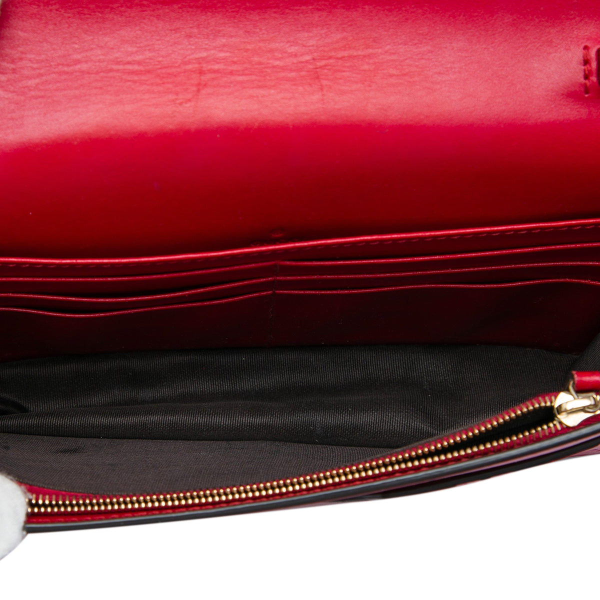 Gucci Mini Guccissima Bow Signature Wallet On Chain — Red