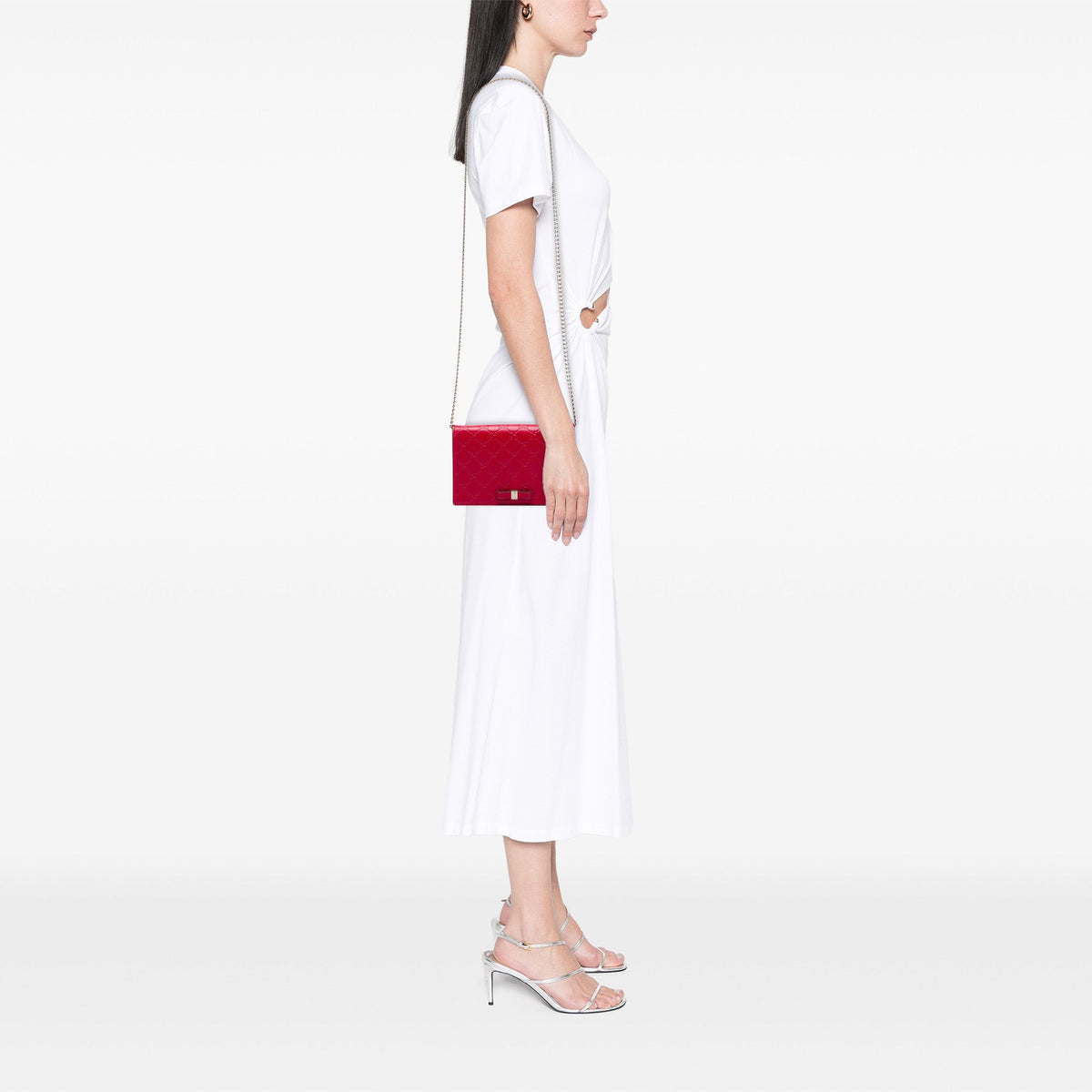 Gucci Mini Guccissima Bow Signature Wallet On Chain — Red