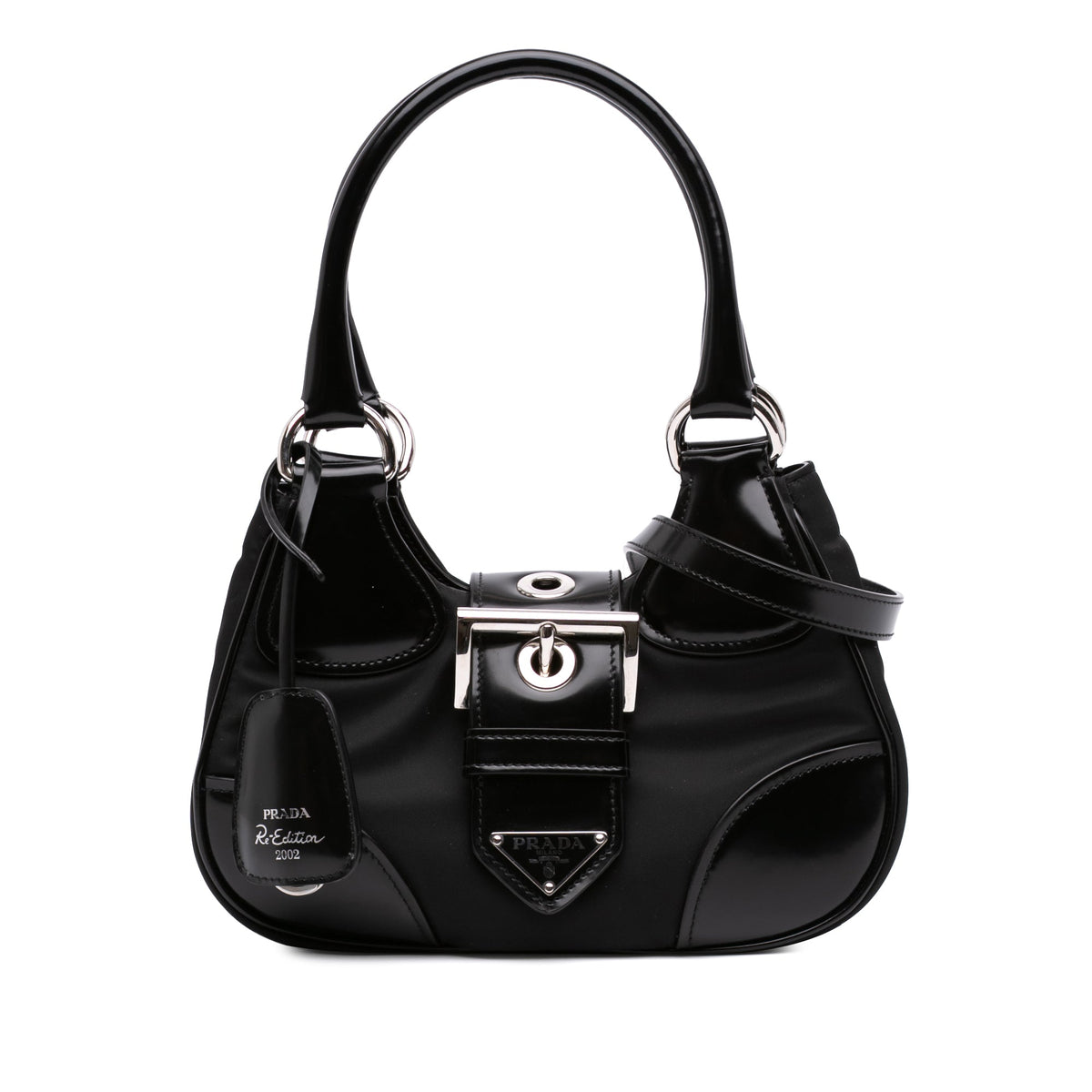 Prada Re Nylon and Shiny Calfskin Re Edition 2002 Moon Satchel