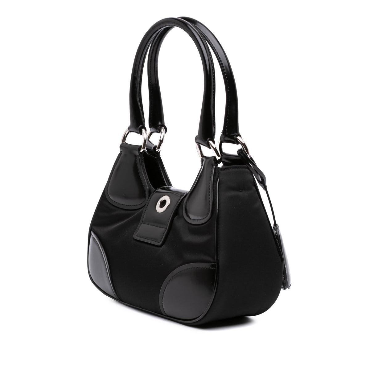 Prada Re Nylon and Shiny Calfskin Re Edition 2002 Moon Satchel